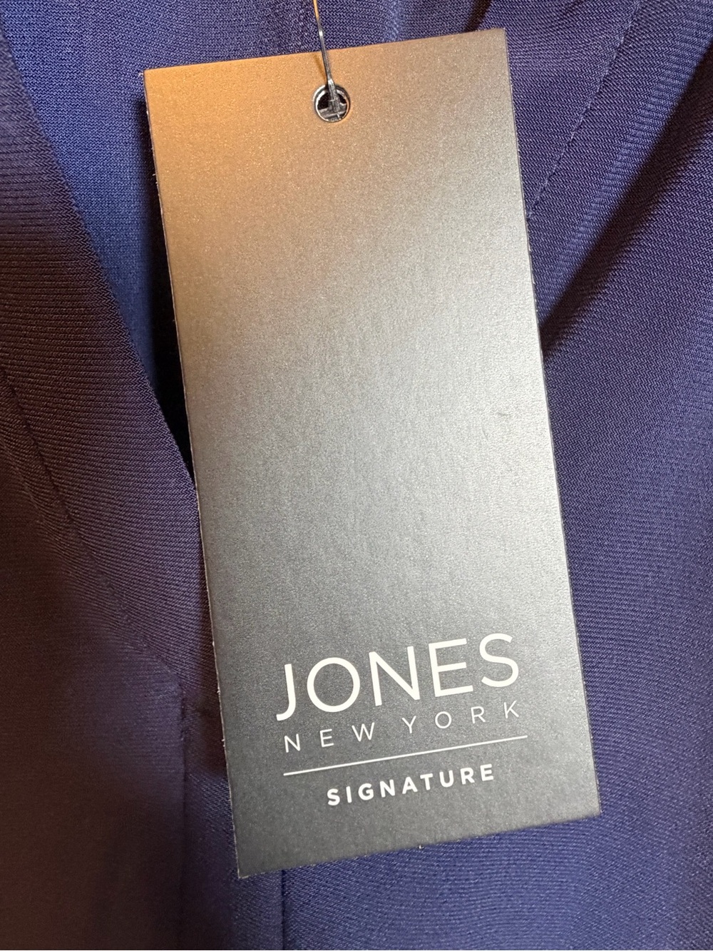 NWT Jones New York Signature Navy Roll Tab Blouse XL Stretch Top - Picture 3 of 8